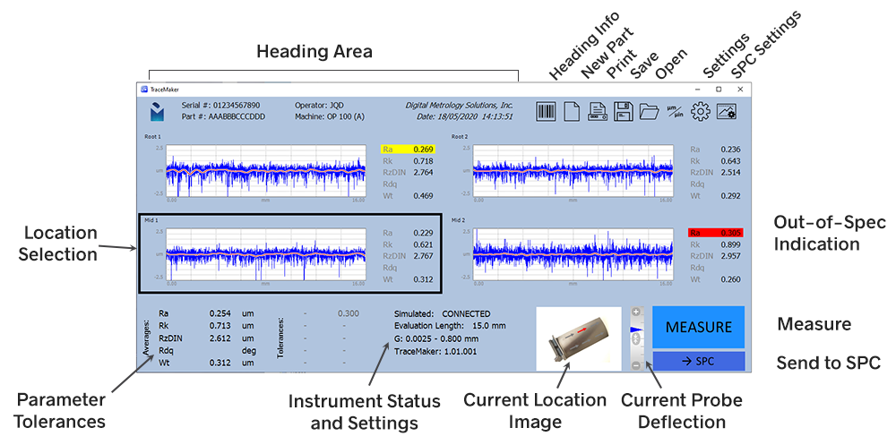 Digital Metrology TraceMaker Multiple Profile Measurement Software