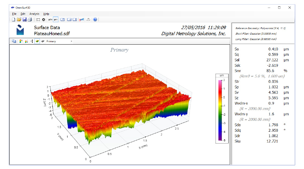 Digital Metrology OmniSurf3D surface texture analysis software
